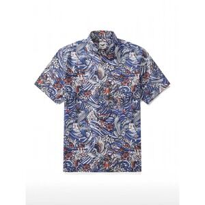 YIUME Zen Waves Tattoo Harmony Button Down Short Sleeve Shirt